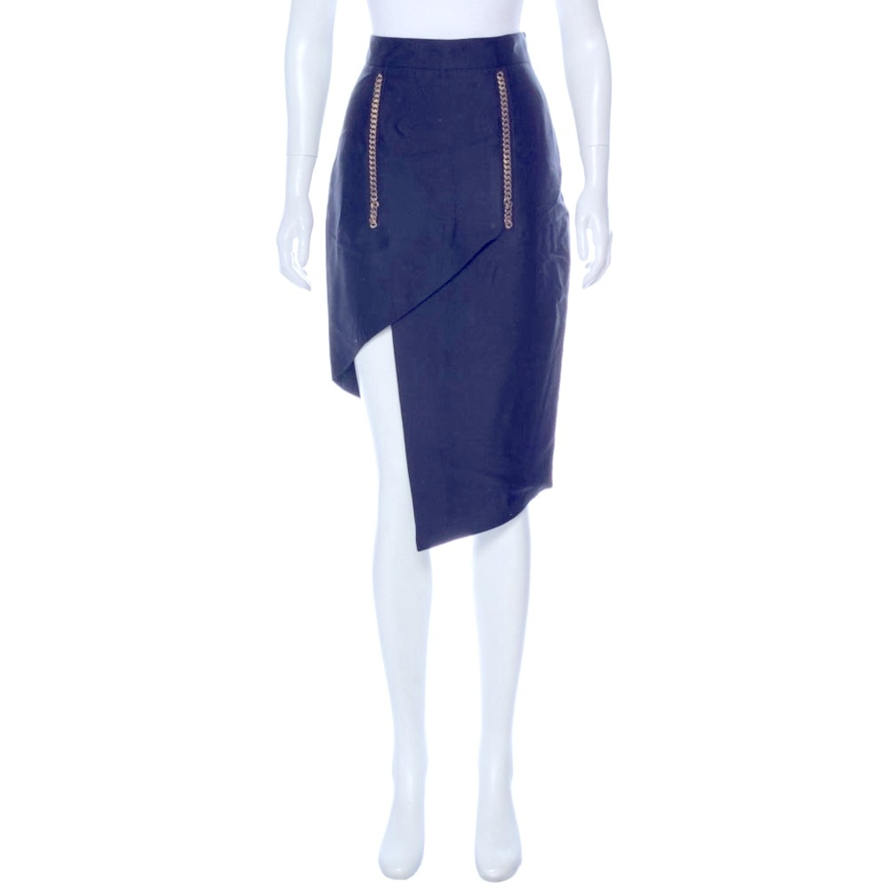 Thomas Wylde Asymmetrical Chain Skirt | Luxe Edge Pencil | Designer Statement - Picture 2 of 8